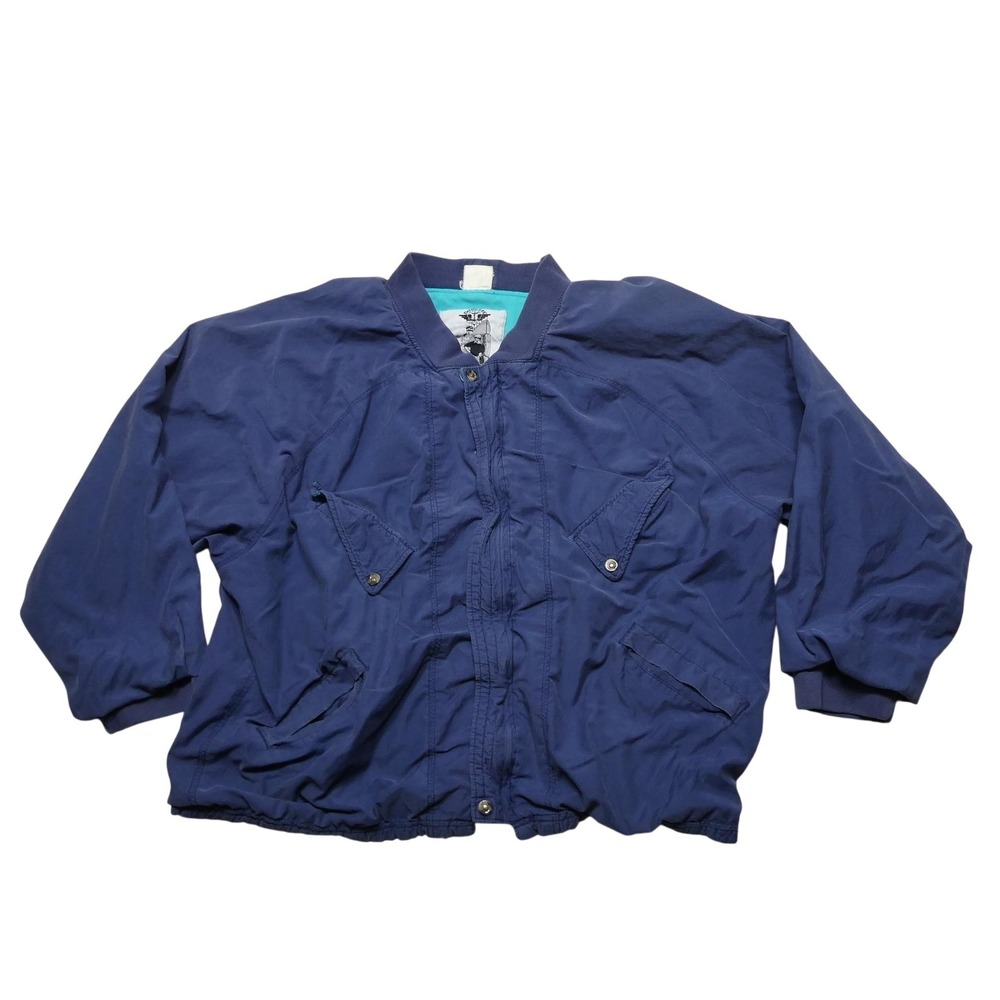 Vintage Levi's Dockers Jacket Mens 2XL‎ Blue Fleece Lined Bomber Nautical 80s